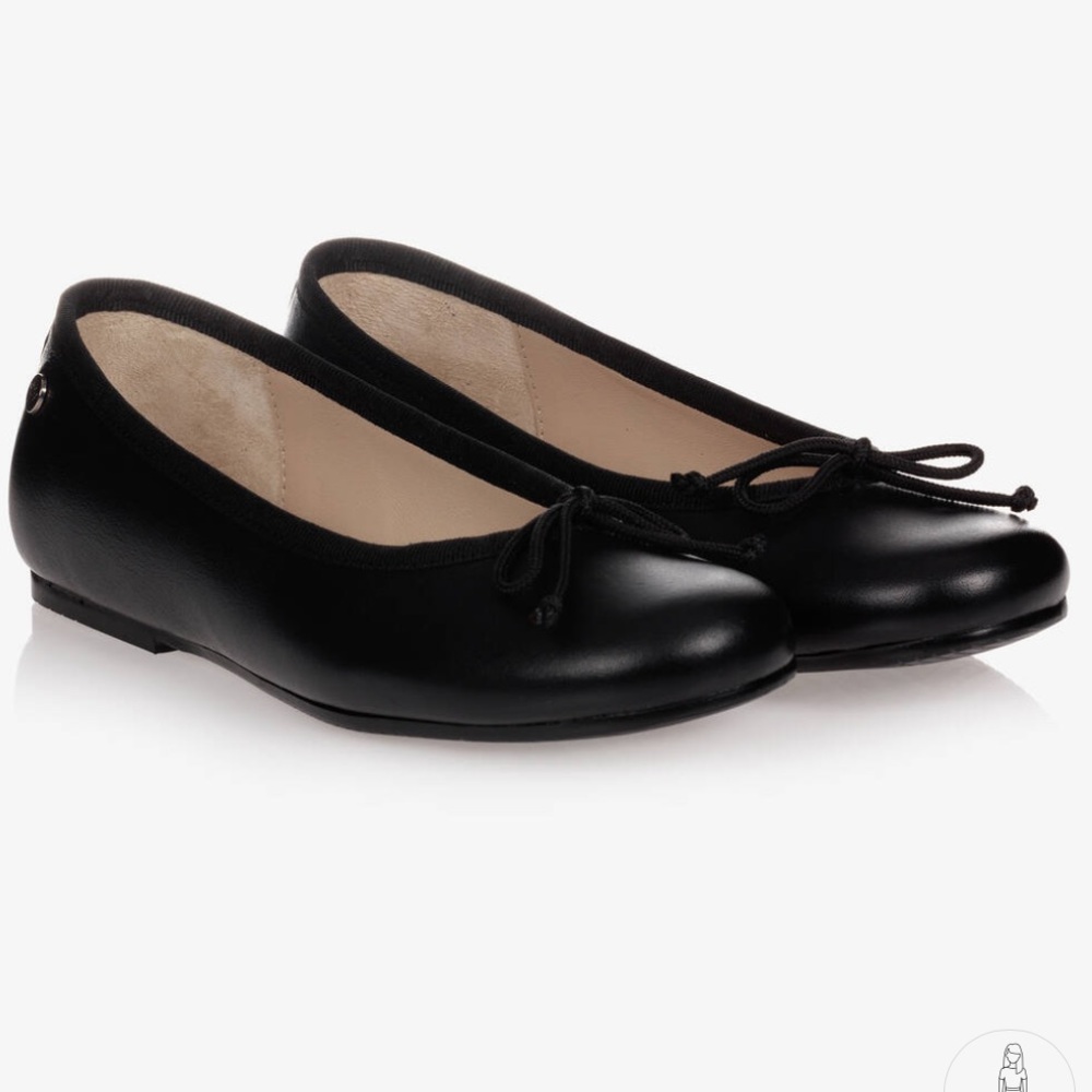 Manuela de Juan Black Leather Ballerina Flats